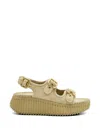Chloé Chloe Nama Whipstitched Suede Wedge Sandals In Neutral