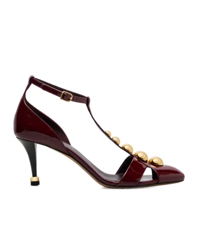 Chloé Buckle-strap High Heels In Burgundy