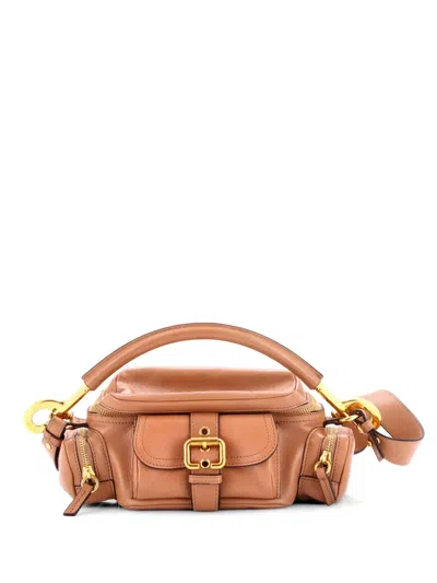 Pre-owned Chloé Buckle Zip Camera Bag Leather Small Crossbody Bag In Neutral