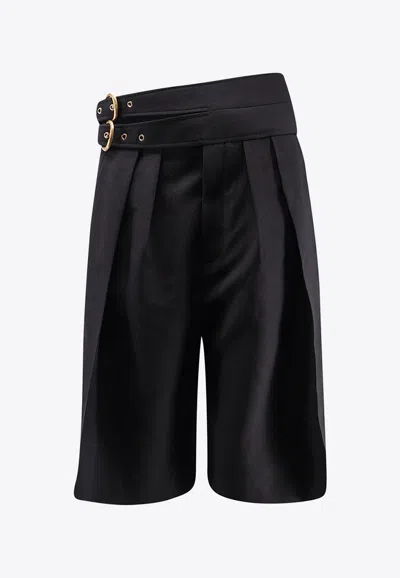 Chloé Buckled Wool Skirt In Black