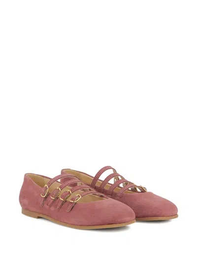 Chloé Kids' Buckle-fastening Leather Ballet Flats In Pink
