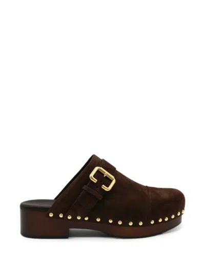 Chloé Buckle-strap Studded Sandals In Brown