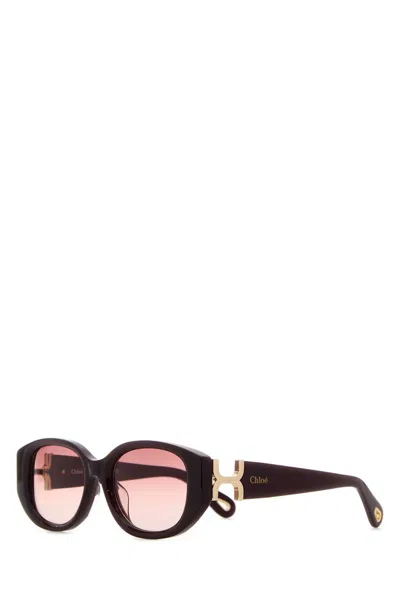 Chloé Chloe Burgundy Acetate Sunglasses In Black