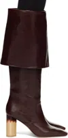 Chloé Georgia Fold-over Leather Knee Boots In 610 Stormy Red