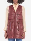 Chloé Oversized Plonge Leather Utility Vest In Bordeaux