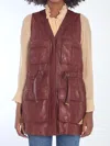 Chloé Burgundy Leather Utility Vest In Red