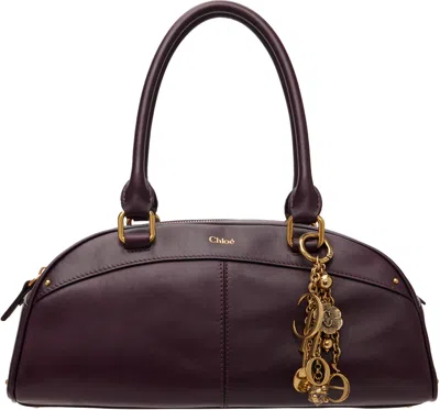 Chloé Burgundy Soft Leather  Bowling Bag