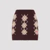 Chloé Bordeaux Diamond-pattern Wool Miniskirt Women In Brown