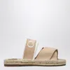 Chloé Kids Logo Canvas Espadrille Slides In Beige