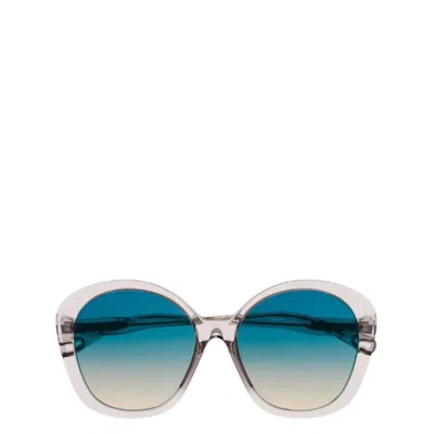 Chloé Butterfly Plastic Sunglasses With Green Gradient Lens In Blue