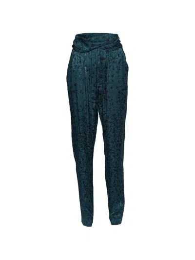 Pre-owned Chloé Butterfly-print Jacquard Trousers In Green