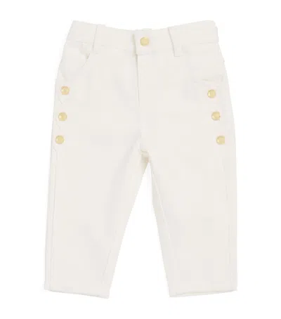 Chloé Kids' Button-embellished Straight Jeans In White
