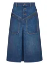 Chloé Denim Knee-length Skirt With Front Box Pleat