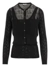 Chloé Transparent Design Cotton Sweater With Front Button Closure In Black