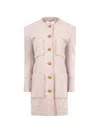 Chloé Button Patch Pocket Coat In Pink