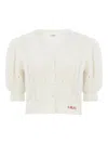 Chloé Button Puff-sleeve Cardigan In White