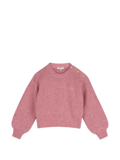 Chloé Kids' Button-detail Embroidered-logo Sweater In Purple