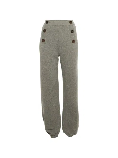 Pre-owned Chloé Button-detail High-waisted Trousers In Gray