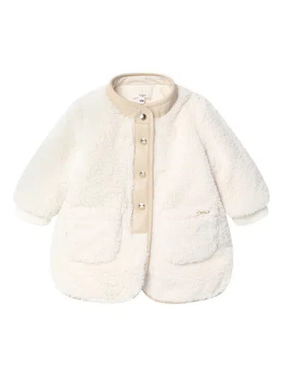 Chloé Kids' Buttoned Coat In Neutral