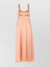 Chloé Sleeveless Shirred Silk Satin Midi Dress In Pink
