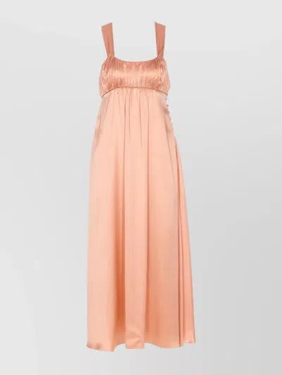 Chloé Buttoned Empire Waist Flared Dress In Pink