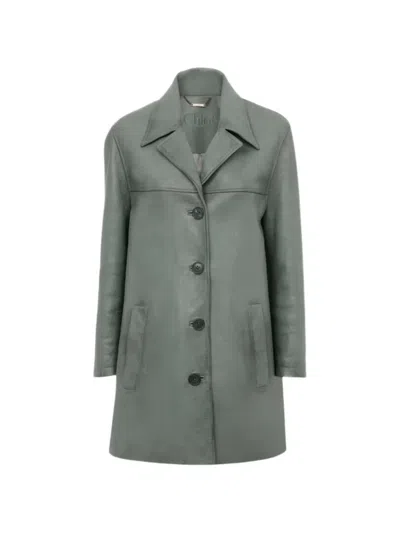 Chloé Mantel Aus Leder In Green