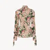 Chloé Turtleneck Jersey Wool Sweater With Floral Print In Pink
