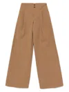 Chloé High-rise And Wide-leg Cotton Canvas Trousers Clothing In Brown