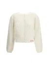 Chloé Jacquard Logo Cardigan Sweaters And Cardigans White In White