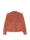 Chloé Logo Denim Jacket With Patch Pockets In Red