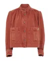 Chloé Logo Denim Jacket With Patch Pockets In Red