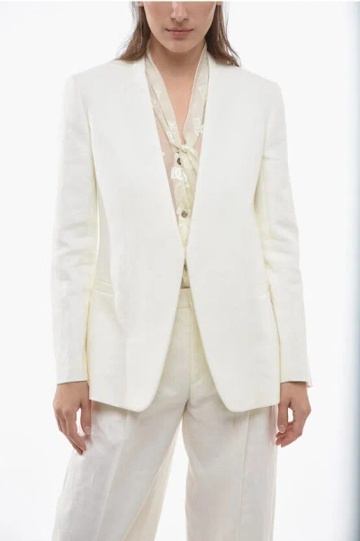 Chloé Buttonless Linen Blazer With Back Split In Neutral