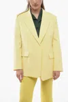 Chloé Buttonless Pure Silk Blazer With Peak Lapel In Yellow