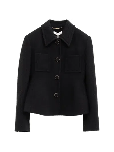 Chloé Button-up Bouclé Jacket In Purple