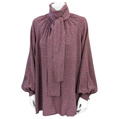 Pre-owned Chloé Chloe By Karl Lagerfeld Bow Tied Poets Blouse In Gray