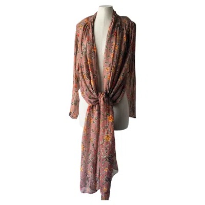 Pre-owned Chloé By Karl Lagerfeld C. Spring Summer 1993 Floral Print Silk Top In Brown