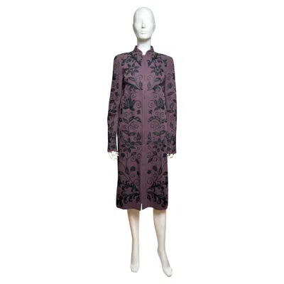 Pre-owned Chloé By Phoebe Philo F/w 2002 Embroidered Baroque Violet Coat In Purple