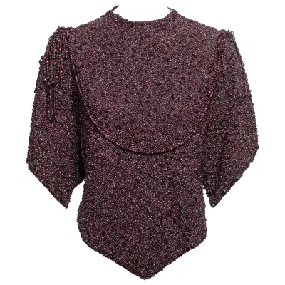 Pre-owned Chloé By Stella Mccartney Hand-beaded Plum Pearlised Bead Blouse, Fw 2001 In Black