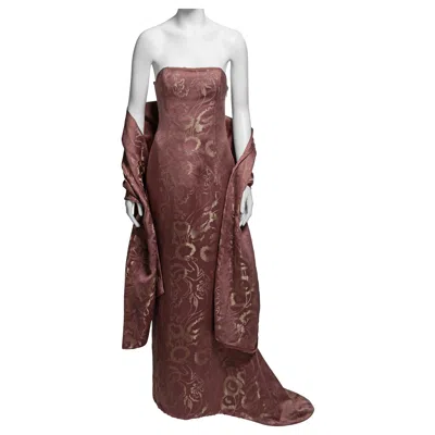 Pre-owned Chloé By Stella Mccartney Metallic Silk Strapless Dress And Shawl Set, Ss 1999 In Brown