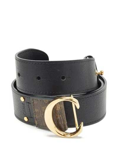Pre-owned Chloé C Buckle Leather Belt In Black