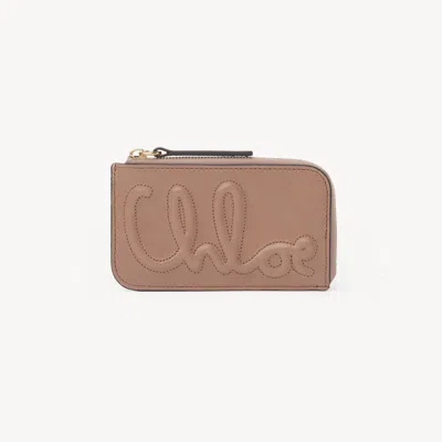 Chloé C  Small Purse With Card Slots In Shiny Leather Pink Size Onesize 100% Calf-skin Leather