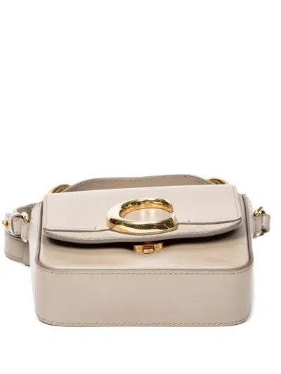 Pre-owned Chloé C Leather Crossbody Bag In Neutral