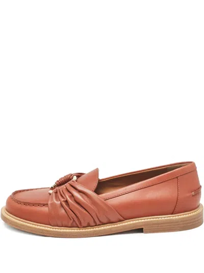 Pre-owned Chloé C-logo Leather Loafers