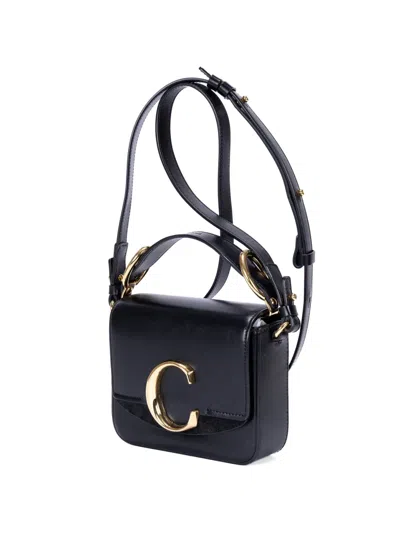 Pre-owned Chloé C Logo Shoulder Bag In Black