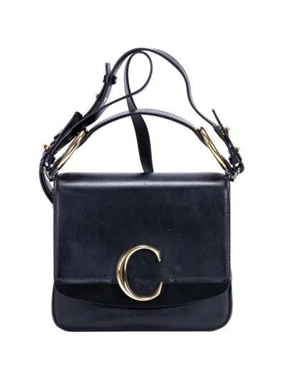Pre-owned Chloé C Logo Shoulder Bag In Black