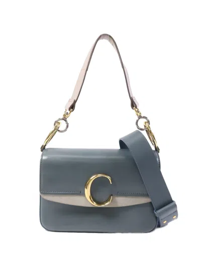 Pre-owned Chloé C Logo Shoulder Bag In Blue