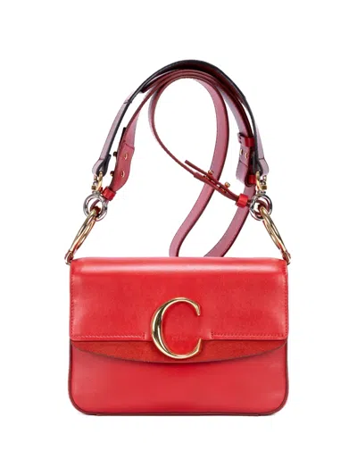 Pre-owned Chloé C Medium Shoulder Bag In Red