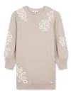 Chloé Floral-embroidered Fine-knit Dress In Beige