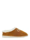 Chloé Beige Slip-on Mule With Logo Lettering In Suede Girl In Beige