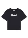Chloé Logo-print Cotton T-shirt In Blu